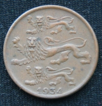2 цента 1934 год Эстония
