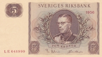 5 крон 1956 год Швеция