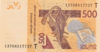 500 франков 2012 год ТОГО