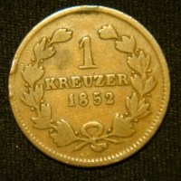 1 крейцер 1852 год Баден
