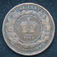 1 цент 1864 год Канадские провинции Нью-Брансуик