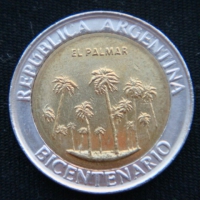 1 песо 2010 год Аргентина 	200 лет Аргентине - парк Эль-Палмар