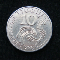 10 франков 1986 год Франция Свобода, Равенство, Братство