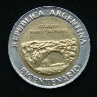 1 песо 2010 год 200 лет Аргентине - ледник Перито-Морено