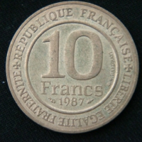 10 франков 1987 год Франция Тысячелетие династии Капетингов