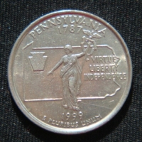 25 центов 1999 год P Квотер штата Пенсильвания