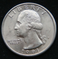 1\4 доллара 1991 год Р