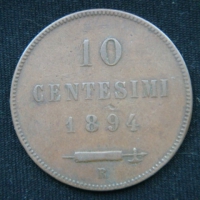 10 чентезимо 1894 год Сан-Марино