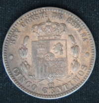 5 сентимо 1877 год Испания