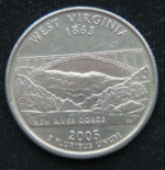 25 центов 2005 год Квотер штата Западная Вирджиния P