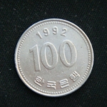 100 вон 1992 год Южная Корея
