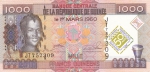 1000 франков 2010 года Гвинея 50 лет ЦБ
