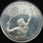 5 долларов 1987 год Ниуэ XXIV летние Олимпийские Игры, Сеул 1988 - Теннис, Борис Беккер
