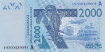 2000 франков 2019 года  Кот-д'Ивуар