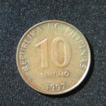 10 сентимо 1997 год Филиппины
