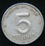 5 пфеннигов 1950 год