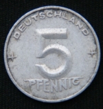 5 пфеннигов 1952 год  А