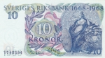 10 Крон 1968. 300 лет Шведскому королевскому банку