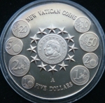 5 долларов 2004 год Либерия Новые монеты Ватикана диаметр 40мм