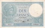 10 франков 1939 год Десять франков «Минерва»