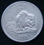 25 центов 2005 год Квотер штата Канзас P