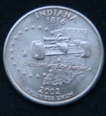 25 центов 2002 год. Квотер штата Индиана P