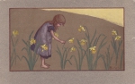 Почтовая карточка "Девочка с цветами" Австрия