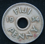1 пенни 1934 год Фиджи