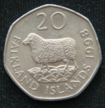 20 пенсов 1998 год Фолклендские острова
