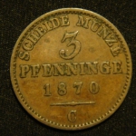 3 пфеннига 1870 год "С" Пруссия
