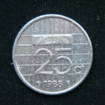 25 центов 1988 год Нидерланды