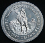 1 крона 1984 год Остров МЭН XXIII летние Олимпийские Игры, Лос-Анджелес 1984 - конный спорт