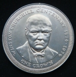 1 крона 1974 год Остров Мэн 100 лет со дня рождения Уинстона Черчилля