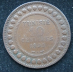 10 сантимов 1891 год  ТУНИС