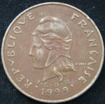 100 франков 1999 год Французская Полинезия