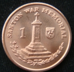 1 пенни 2015 год Остров Мэн SANTON WAR MEMORIAL