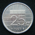 25 центов 1997 год Нидерланды