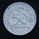 50 пфеннигов 1921 год А