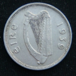 6 пенсов 1939 год Ирландия