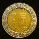 5 песо 2001 год Мексика