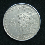 25 центов 2000 год  Квотер штата Нью-Гэмпшир