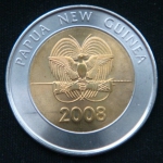 2 кина 2008 год Папуа - Новая Гвинея "35 лет Банку Папуа Новой Гвинеи"