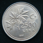 25000 лир 1991 год  Турция
