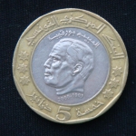 5 динаров 2002 год ТУНИС 2 года со дня смерти Хабиба Бургиба