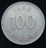 100 вон 1986 год Южная Корея