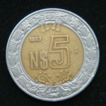5 новых песо 1993 год Мексика