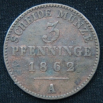 3 пфеннига 1862 год Пруссия