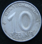 10 пфеннигов 1952 год  ГДР