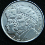25 центов 2005 год Канада Год Ветеранов