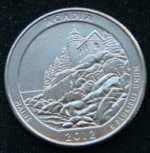 25 центов 2012 год D Национальный парк Акадия